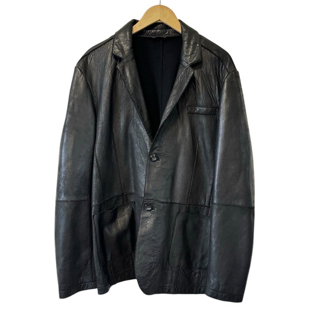 32 Bar Blues Flyjack Lambskin Leather Sport Coat Black 2 Button Jacket Mens Xl